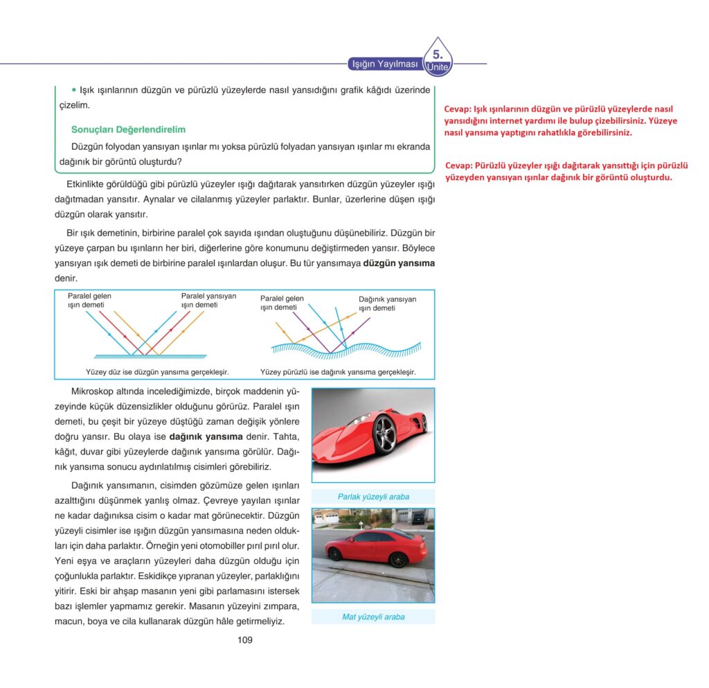 5. Sınıf Fen Bilimleri Ders Kitabı Cevapları SDR Dikey Yayıncılık