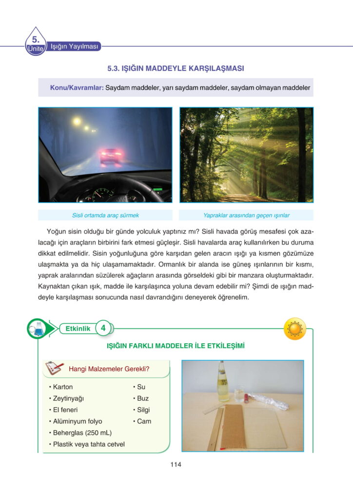 5. Sınıf Fen Bilimleri Ders Kitabı Cevapları SDR Dikey Yayıncılık