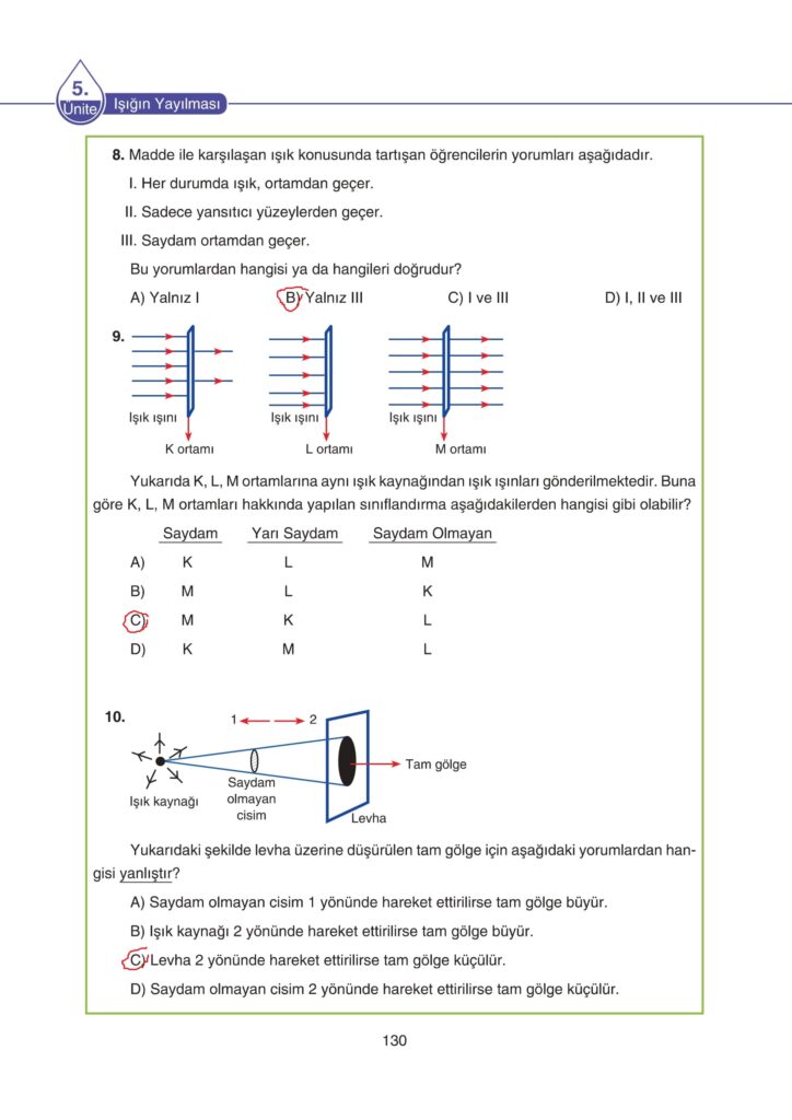 5. Sınıf Fen Bilimleri Ders Kitabı Cevapları SDR Dikey Yayıncılık