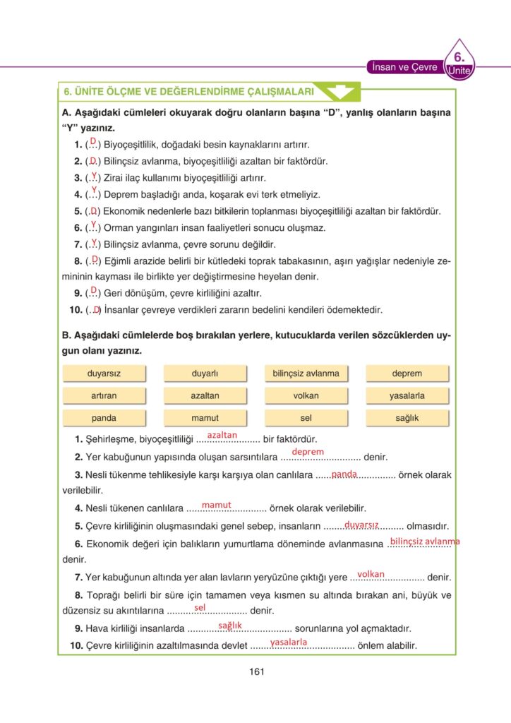 5. Sınıf Fen Bilimleri Ders Kitabı Cevapları SDR Dikey Yayıncılık