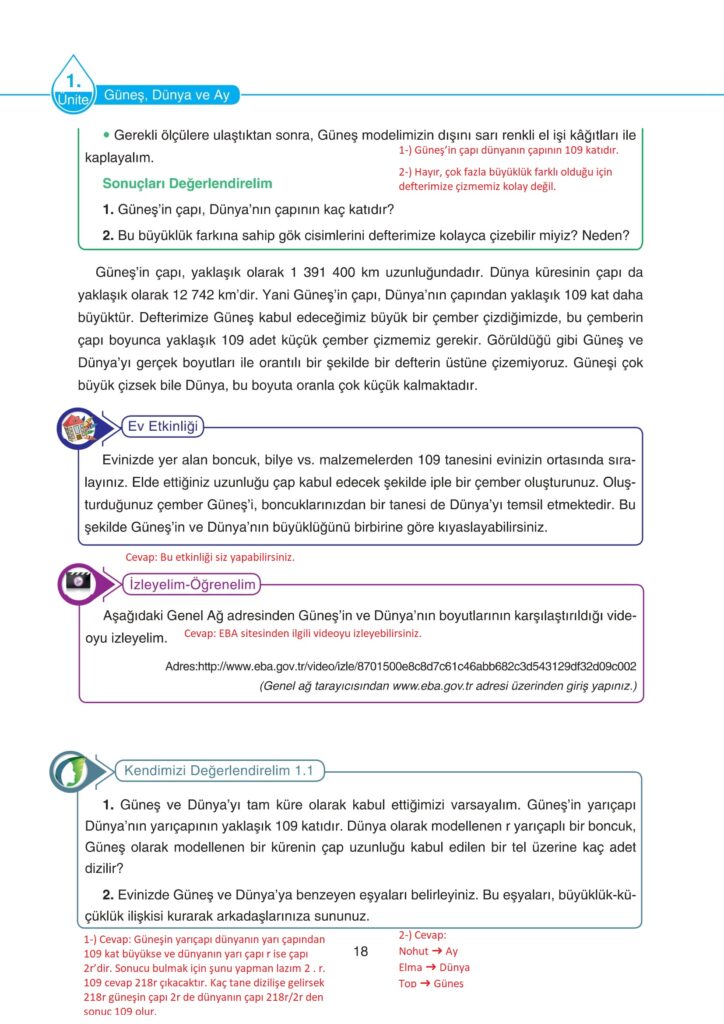 5. Sınıf Fen Bilimleri Ders Kitabı Cevapları SDR Dikey Yayıncılık Sayfa 18