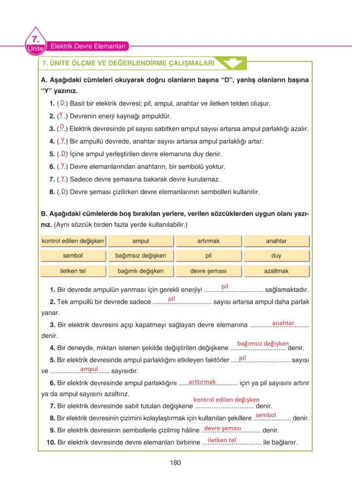 5. Sınıf Fen Bilimleri Ders Kitabı Cevapları SDR Dikey Yayıncılık