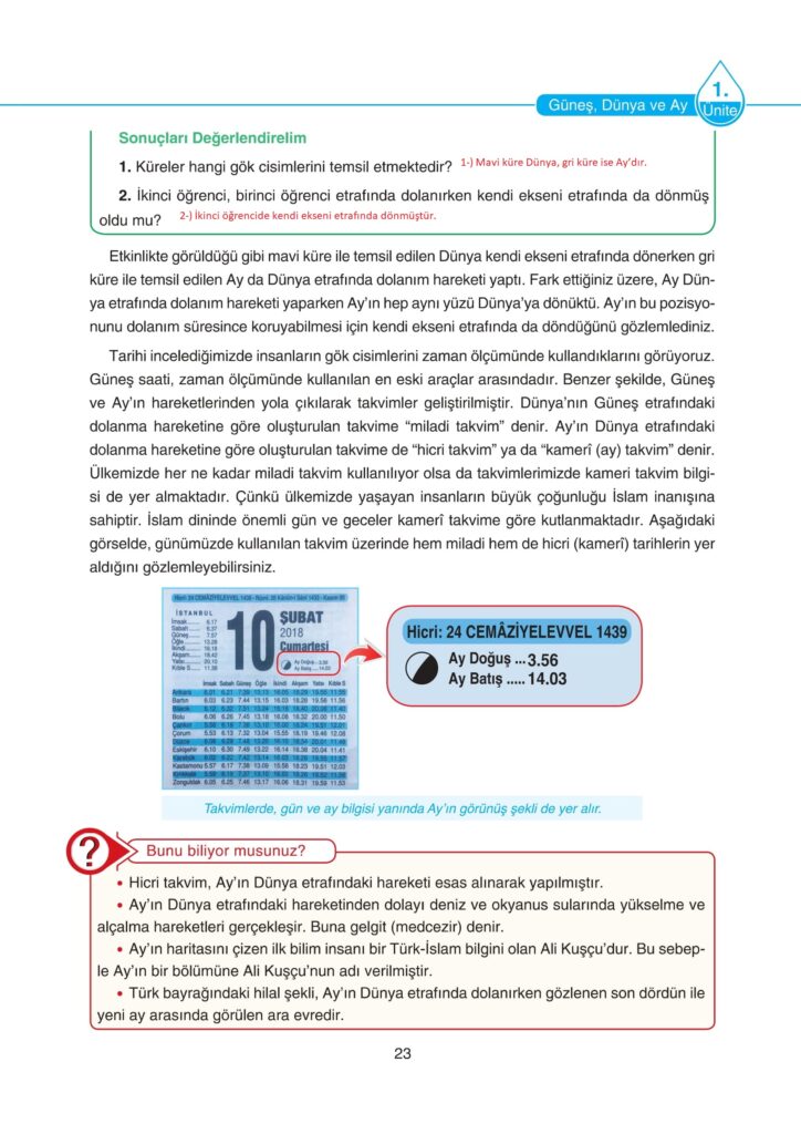 5. Sınıf Fen Bilimleri Ders Kitabı Cevapları SDR Dikey Yayıncılık Sayfa 23