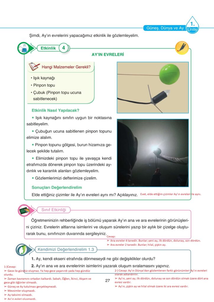 5. Sınıf Fen Bilimleri Ders Kitabı Cevapları SDR Dikey Yayıncılık Sayfa 27
