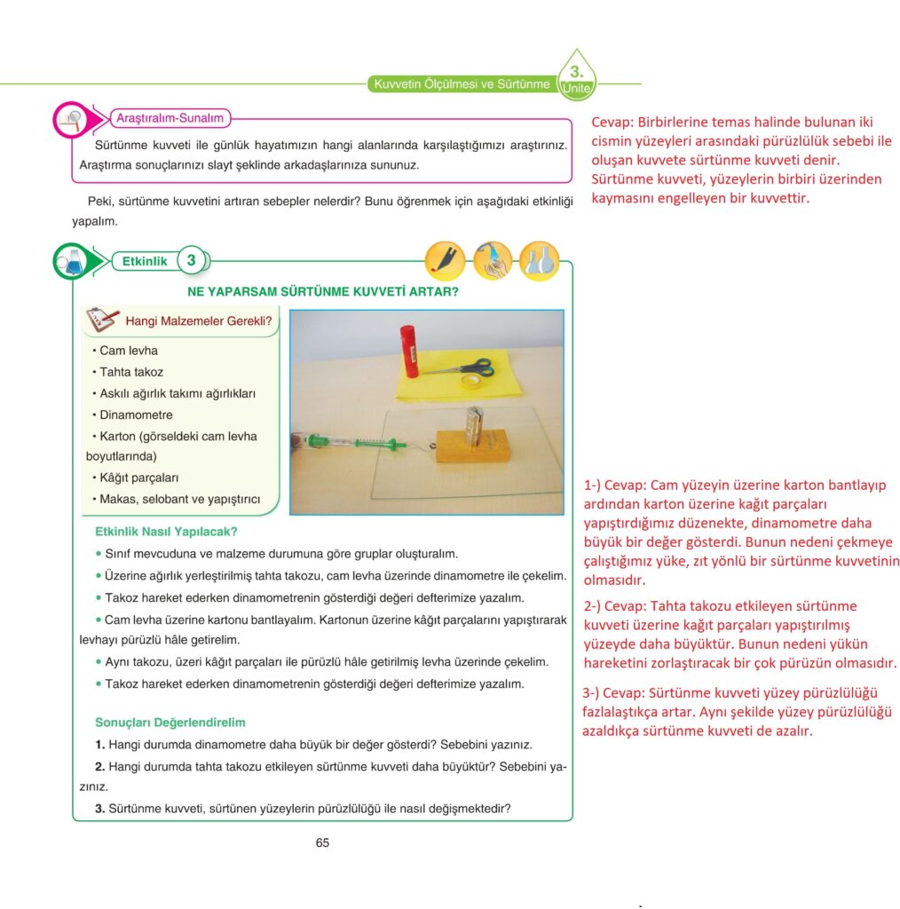 5. Sınıf Fen Bilimleri Ders Kitabı Cevapları SDR Dikey Yayıncılık