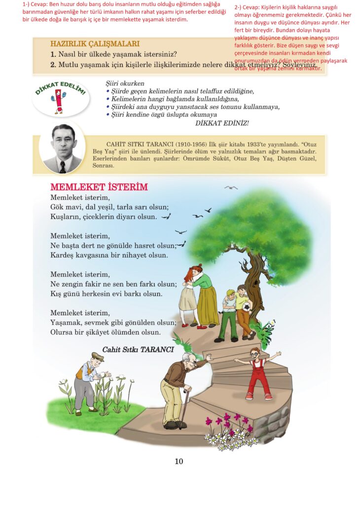 5.sınıf türkçe kitabı sayfa 10 cevapları anıttepe yayıncılık