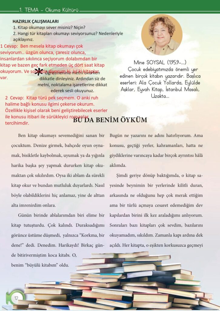6. sınıf türkçe ders kitabı sayfa 12 cevapları meb yayınları