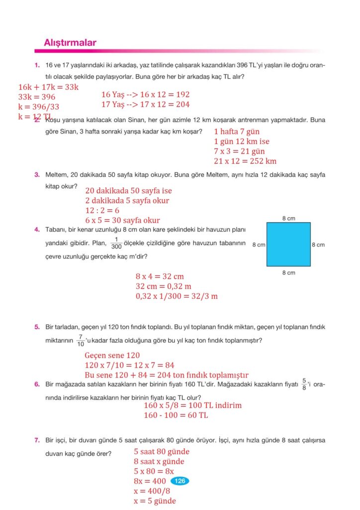 7. sınıf matematik berkay yayınları sayfa 126 cevapları