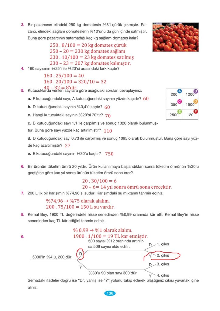 7.sınıf matematik sayfa 136 cevabı berkay yayınları 