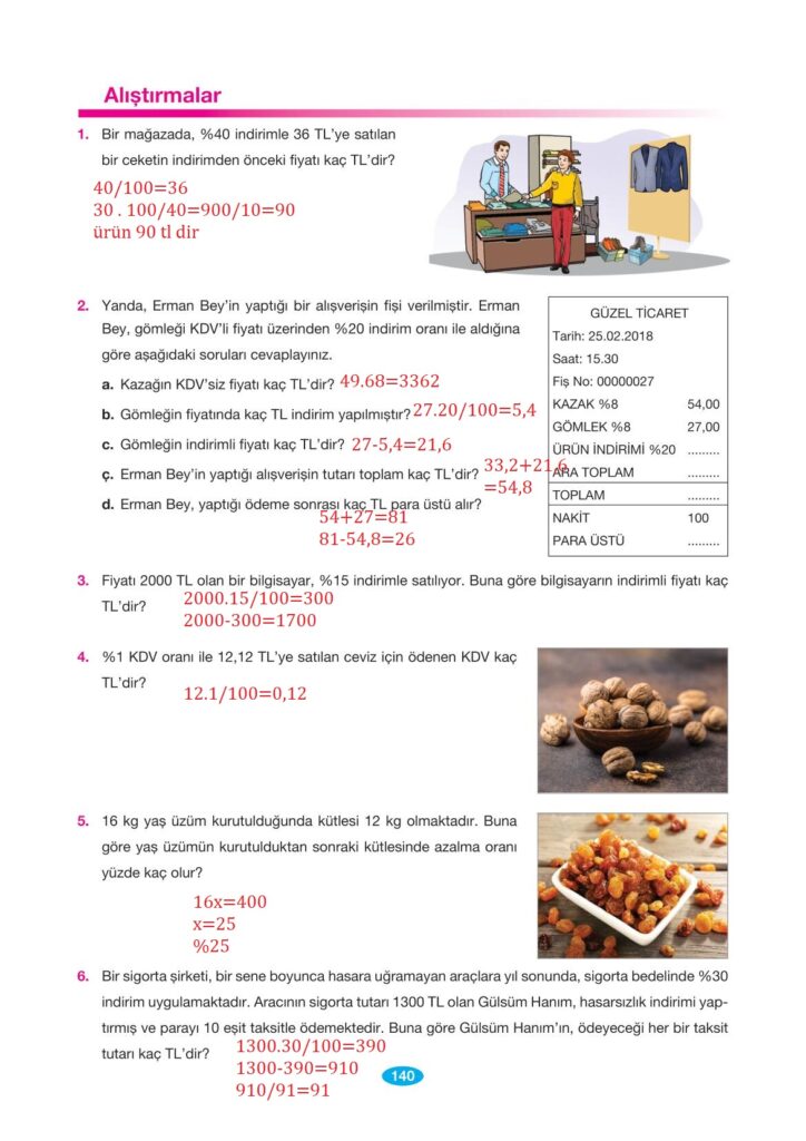  7.sınıf matematik sayfa 140 cevabı berkay yayınları