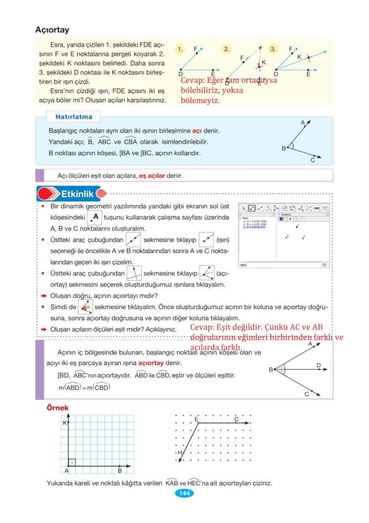 7.sınıf matematik sayfa 144 cevabı berkay yayınları