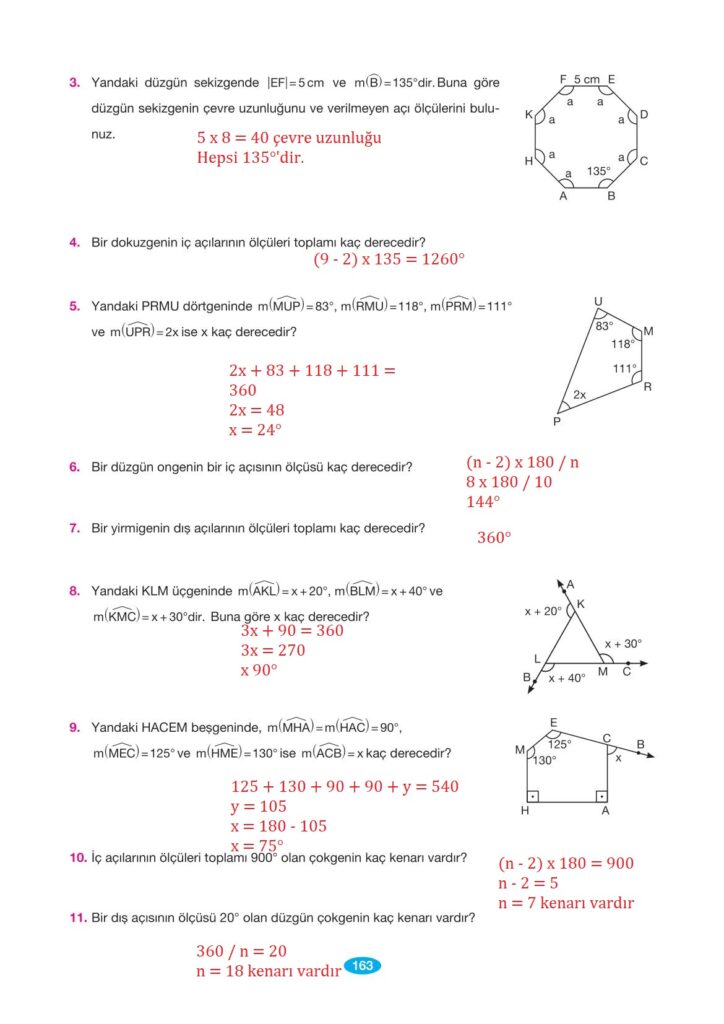 7. sınıf matematik berkay yayınları sayfa 163 cevapları