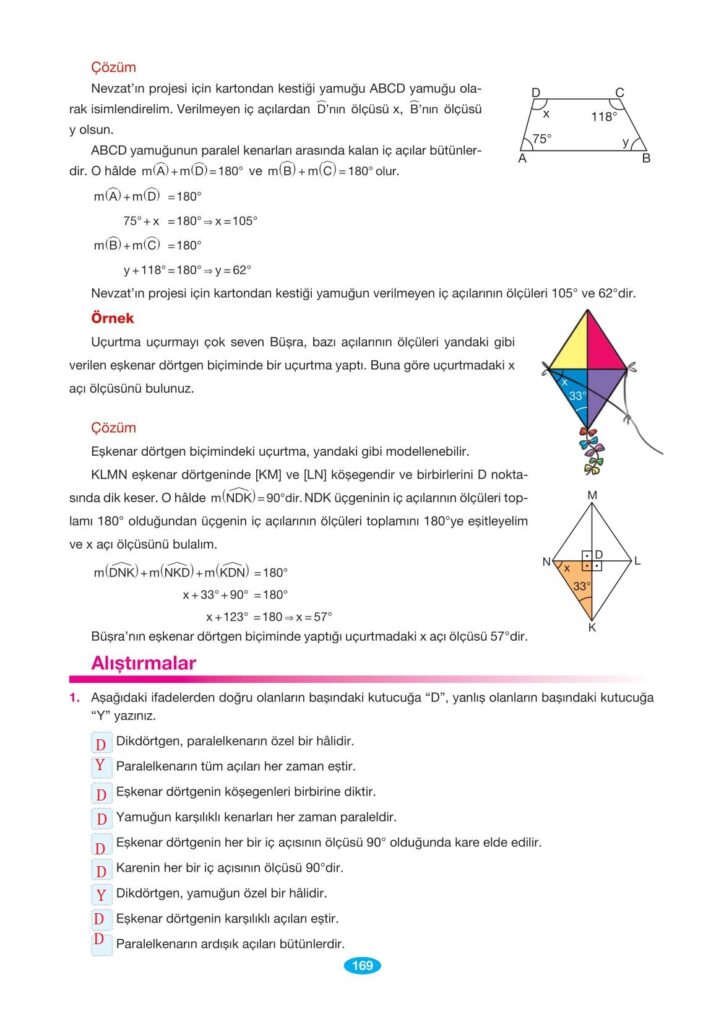 7. sınıf matematik berkay yayınları sayfa 169 cevapları