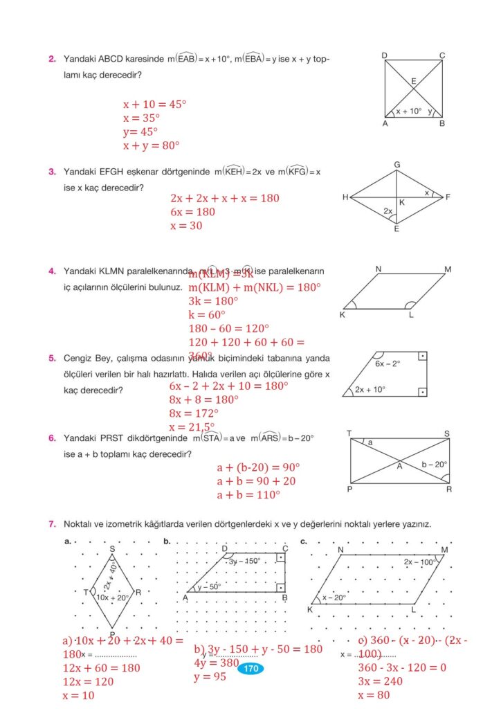 7. sınıf matematik berkay yayınları sayfa 170 cevapları