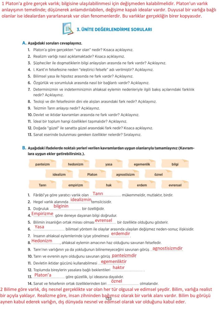 10.sınıf felsefe ders kitabı sayfa 123 cevabı tuna yayınları
