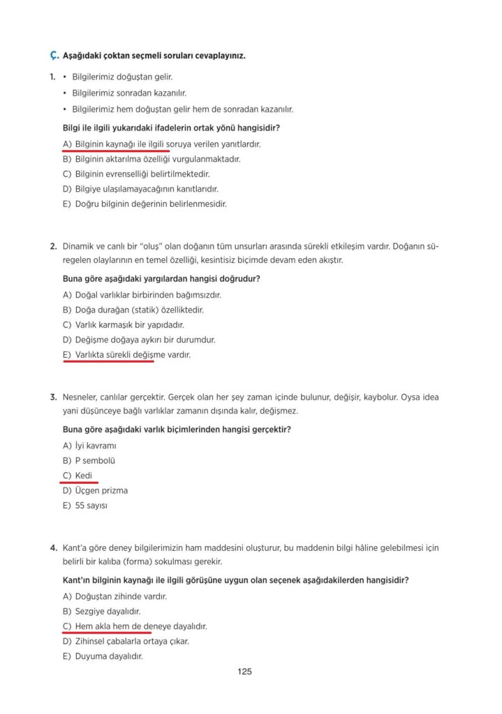 10.sınıf felsefe ders kitabı sayfa 125 cevabı tuna yayınları