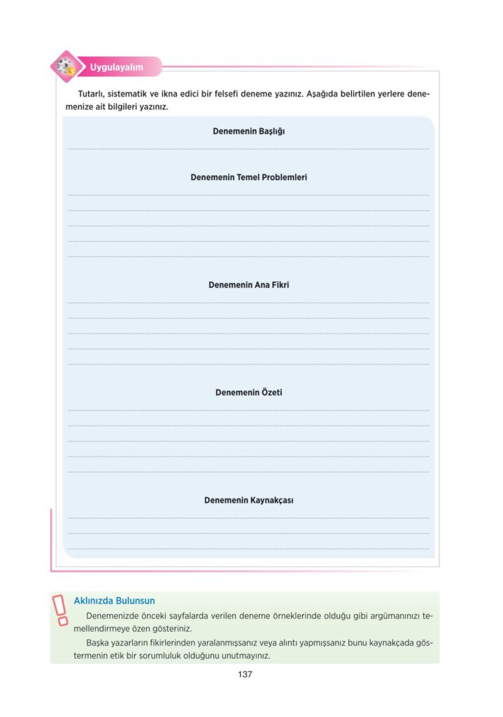 10.sınıf felsefe ders kitabı sayfa 137 cevabı tuna yayınları