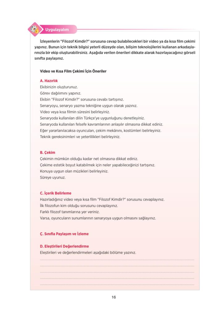 10. sınıf felsefe tuna yayınları sayfa 16 cevapları