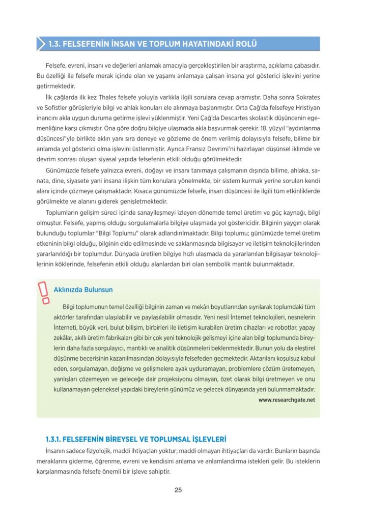 10. sınıf felsefe tuna yayınları sayfa 25 cevapları