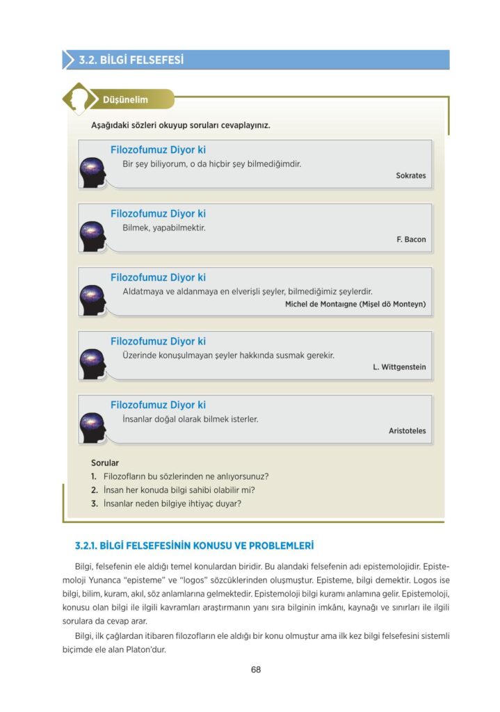 10.sınıf felsefe ders kitabı  sayfa 68 cevabı tuna yayınları
