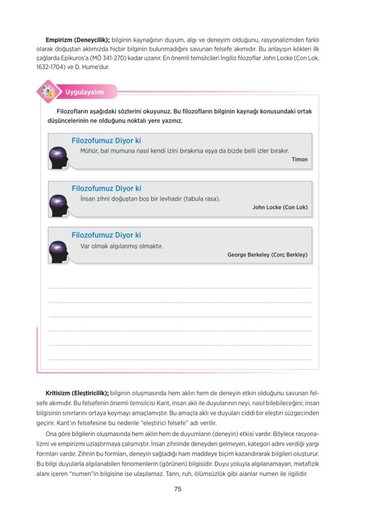 10.sınıf felsefe ders kitabı sayfa 75 cevabı tuna yayınları 