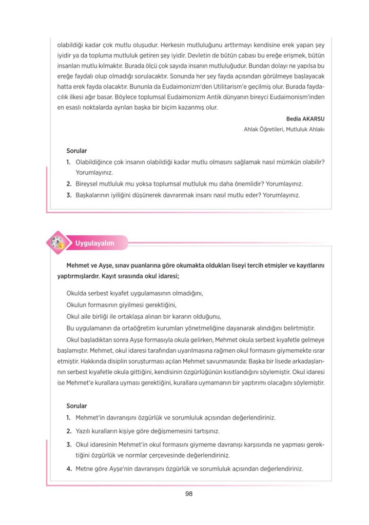 10.sınıf felsefe ders kitabı sayfa 98 cevabı tuna yayınları