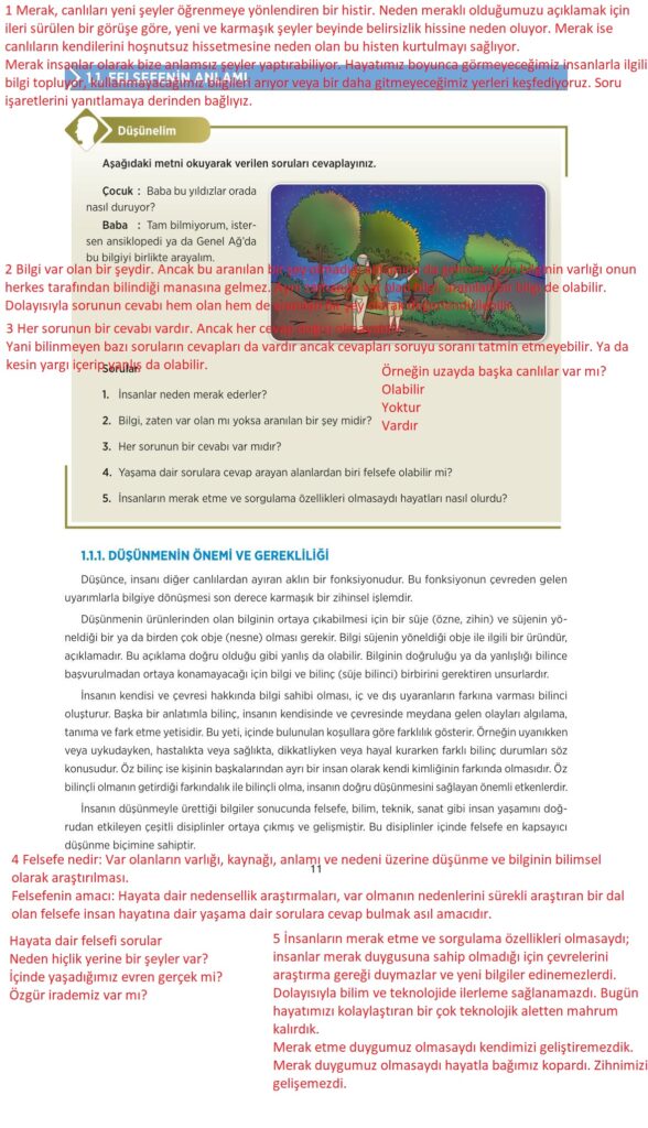 10. sınıf felsefe tuna yayınları sayfa 11 cevapları 