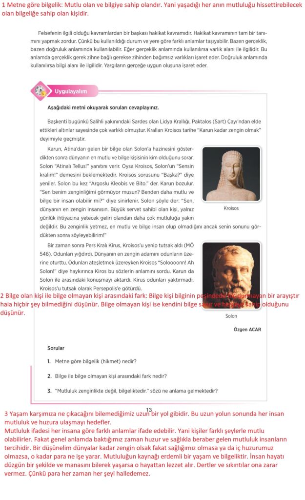 10. sınıf felsefe tuna yayıncılık sayfa 13 cevapları