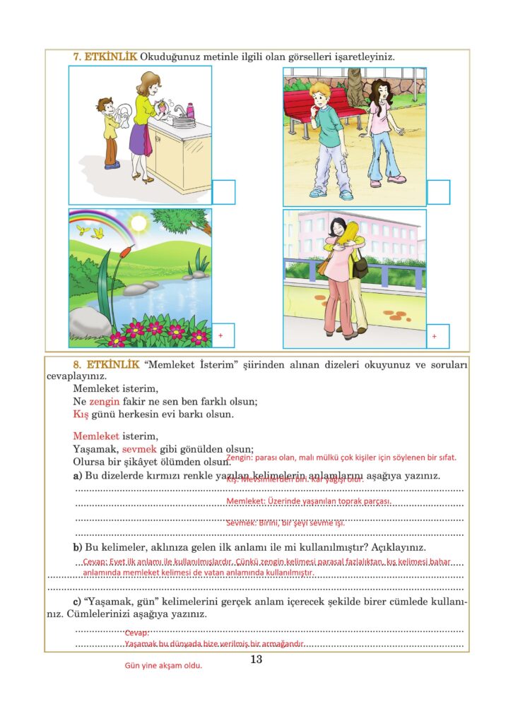5.sınıf türkçe kitabı sayfa 13 cevapları anıttepe yayıncılık 