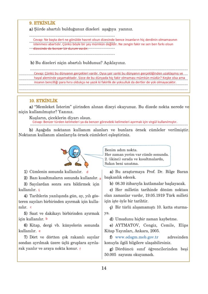 5.sınıf türkçe kitabı sayfa 14 cevapları anıttepe yayıncılık