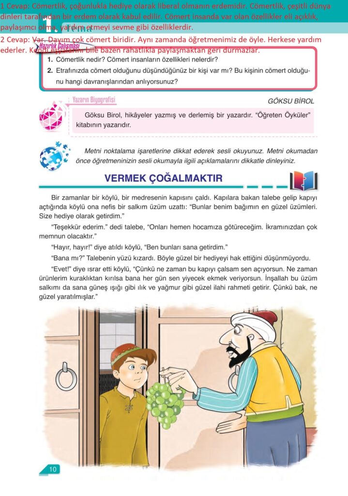 6. sınıf türkçe ders kitabı ata yayınları sayfa 10 cevabı