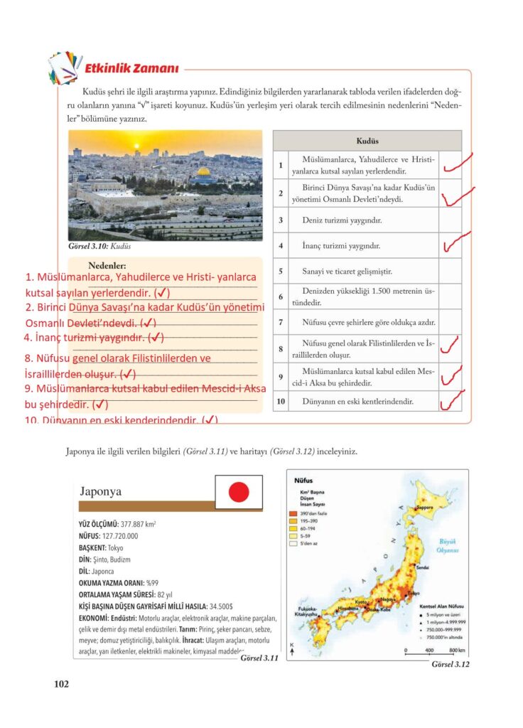 7.sınıf sosyal bilgiler ekoyay yayınları sayfa 102 cevabı 