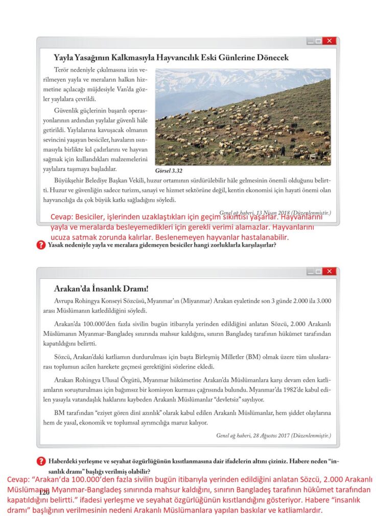 7.sınıf sosyal bilgiler ekoyay yayınları sayfa 120 cevabı 