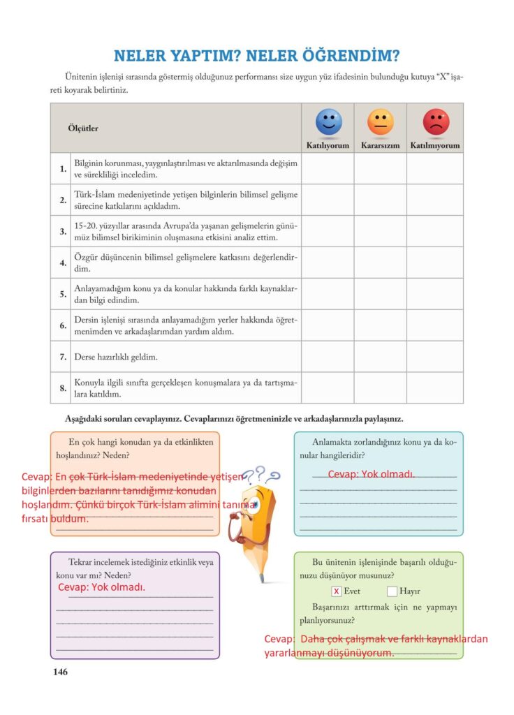 7.sınıf sosyal bilgiler ekoyay yayınları sayfa 146 cevabı 
