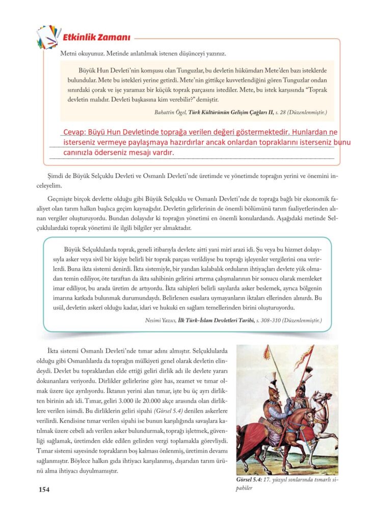7.sınıf sosyal bilgiler ekoyay yayınları sayfa 154 cevabı