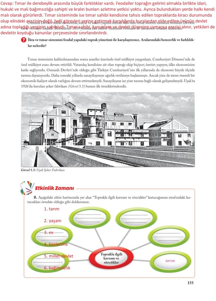 7.sınıf sosyal bilgiler ekoyay yayınları sayfa 155 cevabı 