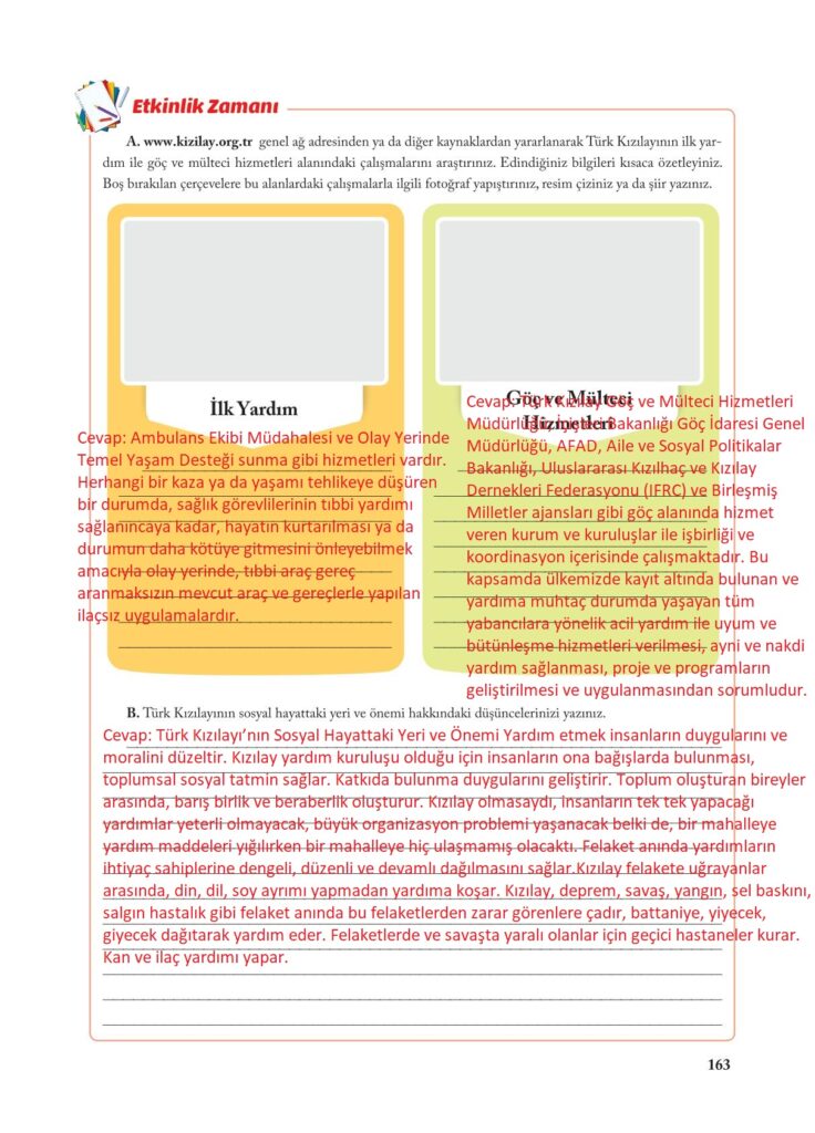 7.sınıf sosyal bilgiler ekoyay yayınları sayfa 163 cevabı