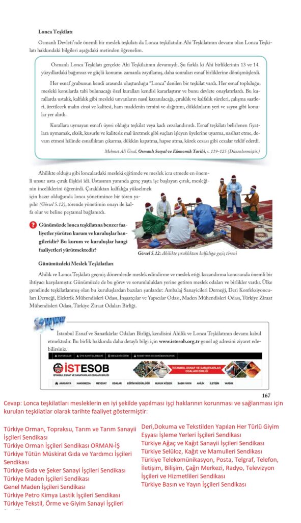 7.sınıf sosyal bilgiler ekoyay yayınları sayfa 167 cevabı 
