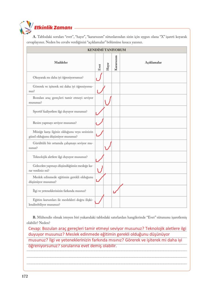 7.sınıf sosyal bilgiler ekoyay yayınları sayfa 172 cevabı 