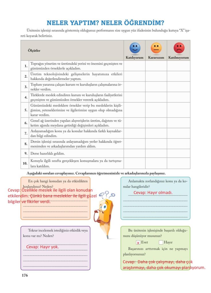 7.sınıf sosyal bilgiler ekoyay yayınları sayfa 176 cevabı