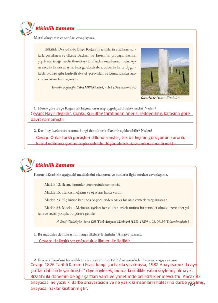 7.sınıf sosyal bilgiler ekoyay yayınları sayfa 187 cevabı