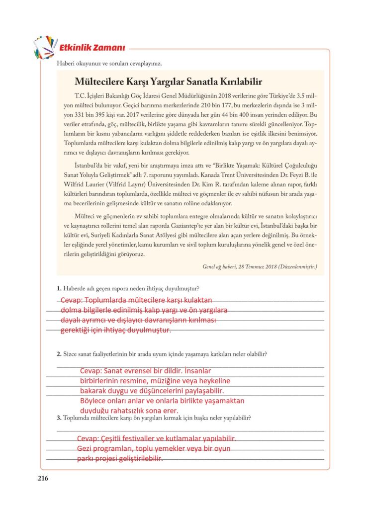 7.sınıf sosyal bilgiler ekoyay yayınları sayfa 216 cevabı