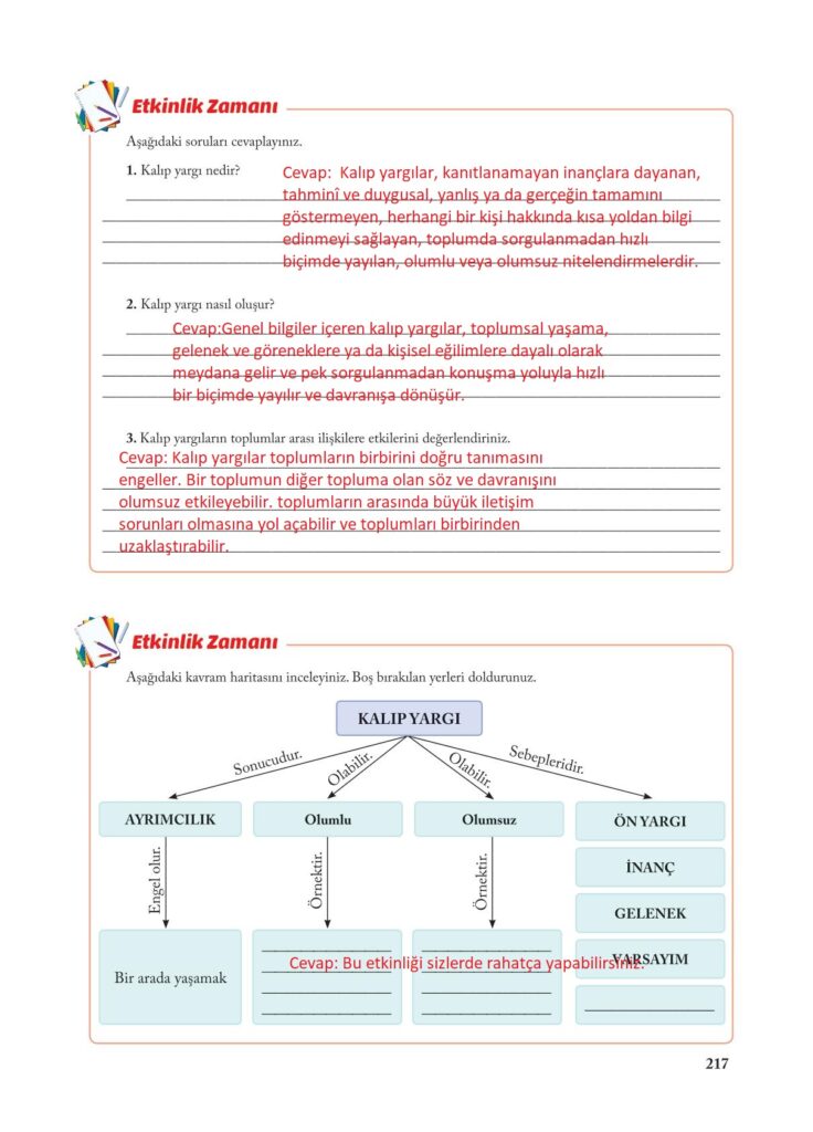 7.sınıf sosyal bilgiler ekoyay yayınları sayfa 217 cevabı 
