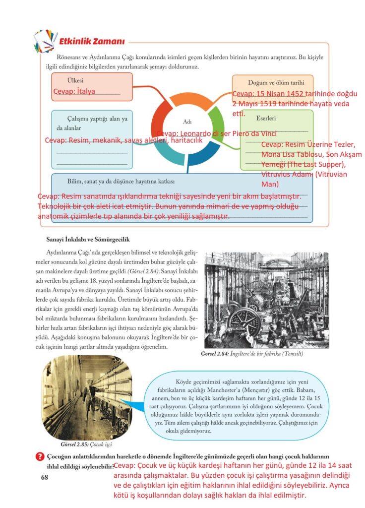 7.sınıf sosyal bilgiler ekoyay yayınları sayfa 68 cevabı