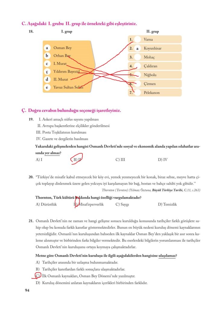 7.sınıf sosyal kitabı sayfa 94 cevapları ekoyay yayıncılık