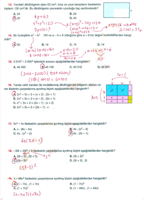 8.sınıf matematik koza yayınları sayfa 125 cevabı