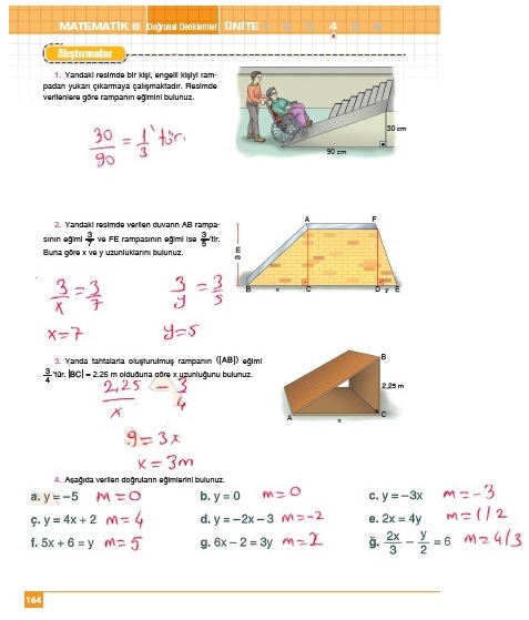 8.sınıf matematik koza yayınları sayfa 164 cevabı