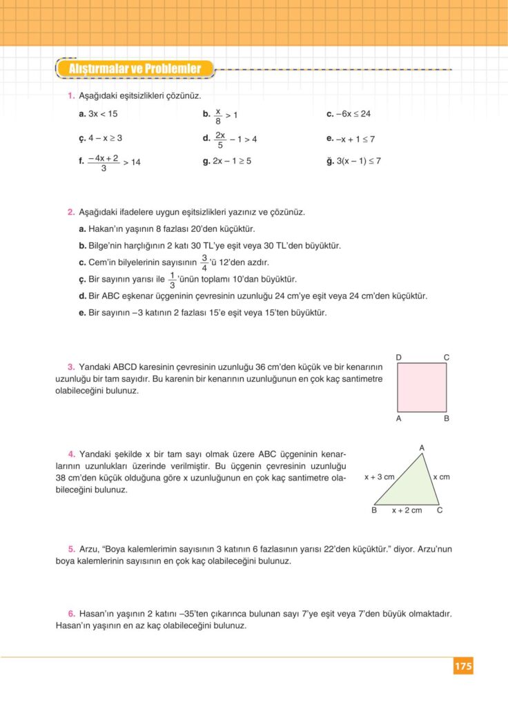 8. sınıf matematik kitabı sayfa 175 cevapları koza yayınları