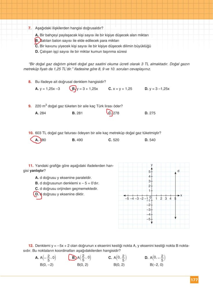 8. sınıf matematik kitabı sayfa 177 cevapları koza yayınları 