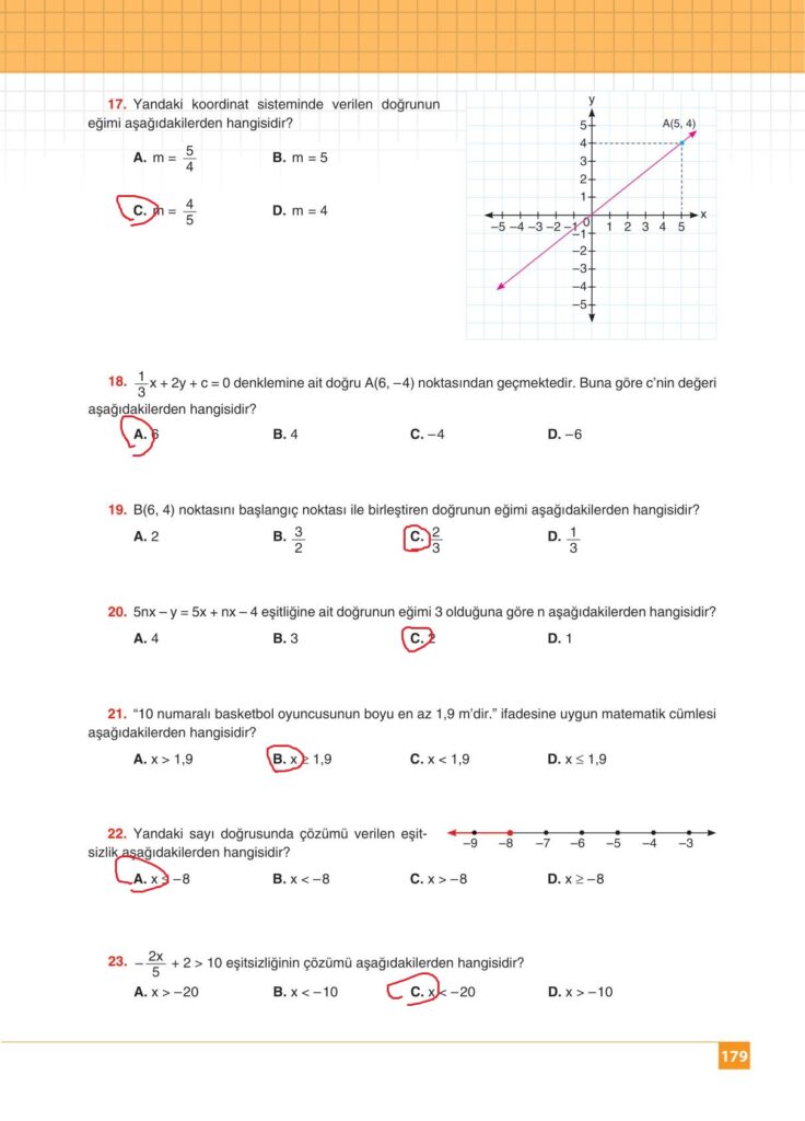 8.sınıf matematik koza yayınları sayfa 179 cevabı